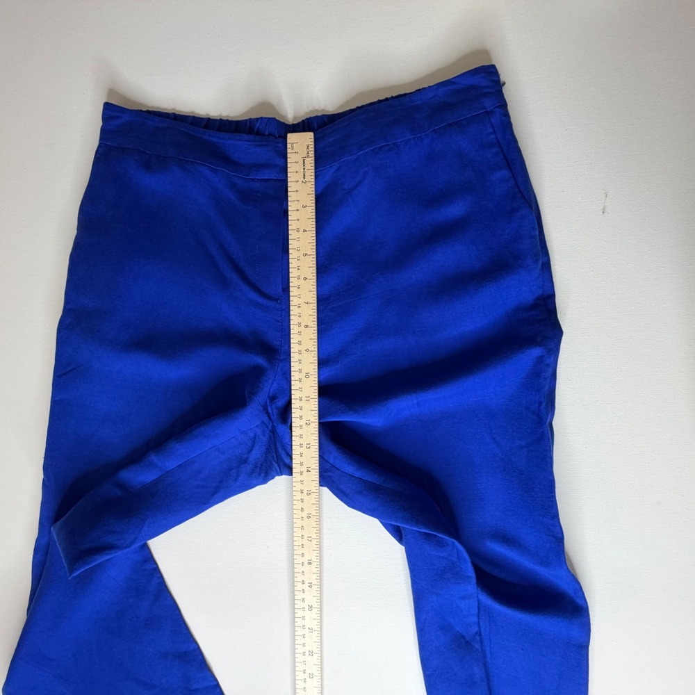 Calvin Klein Blue Linen Blend Pants Size 14 Coastal Office Trousers Minimalist - Picture 12 of 13